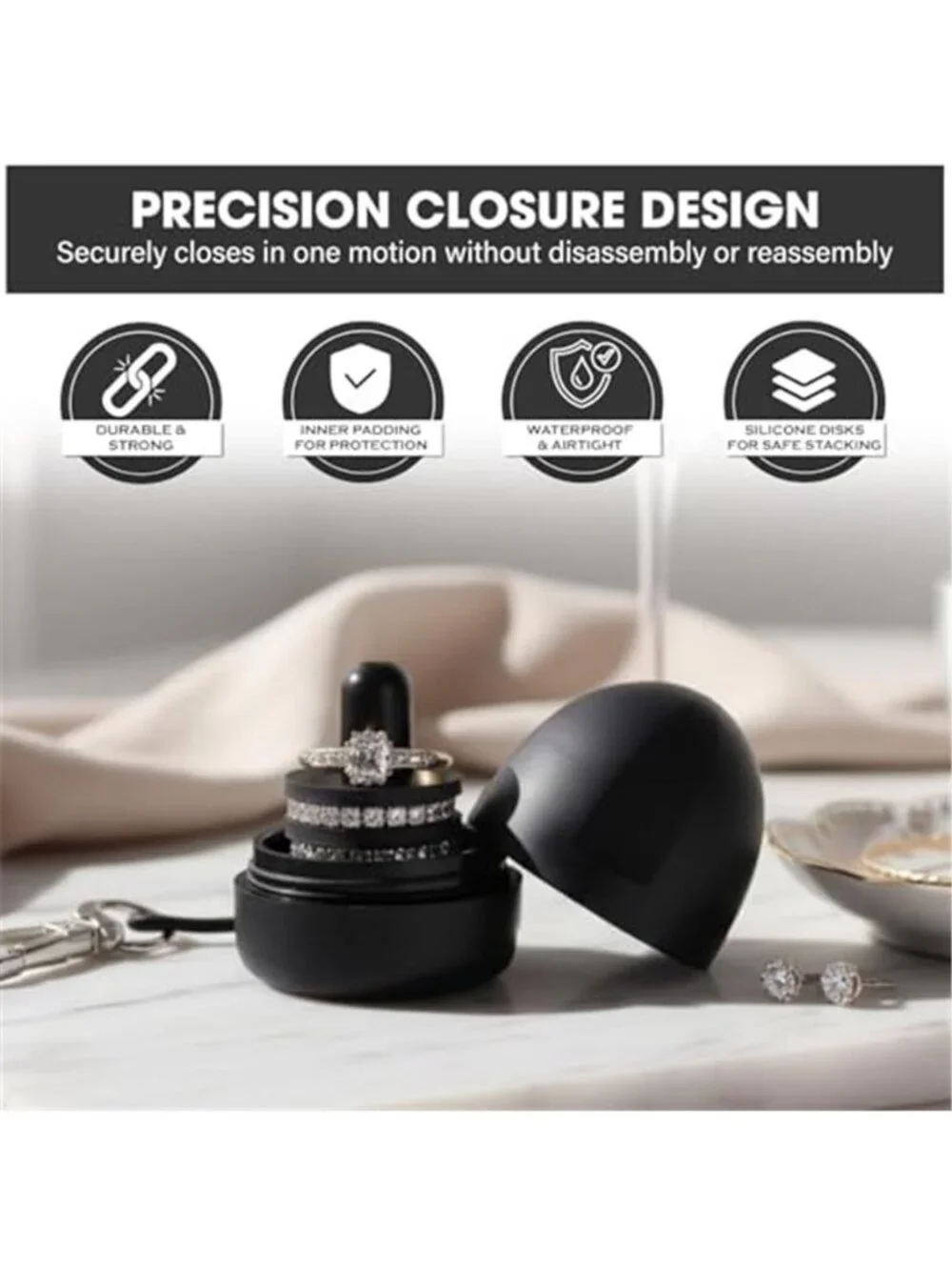 Waterproof Ring Holder Travel Jewelry Case Floating Ring Storage Box